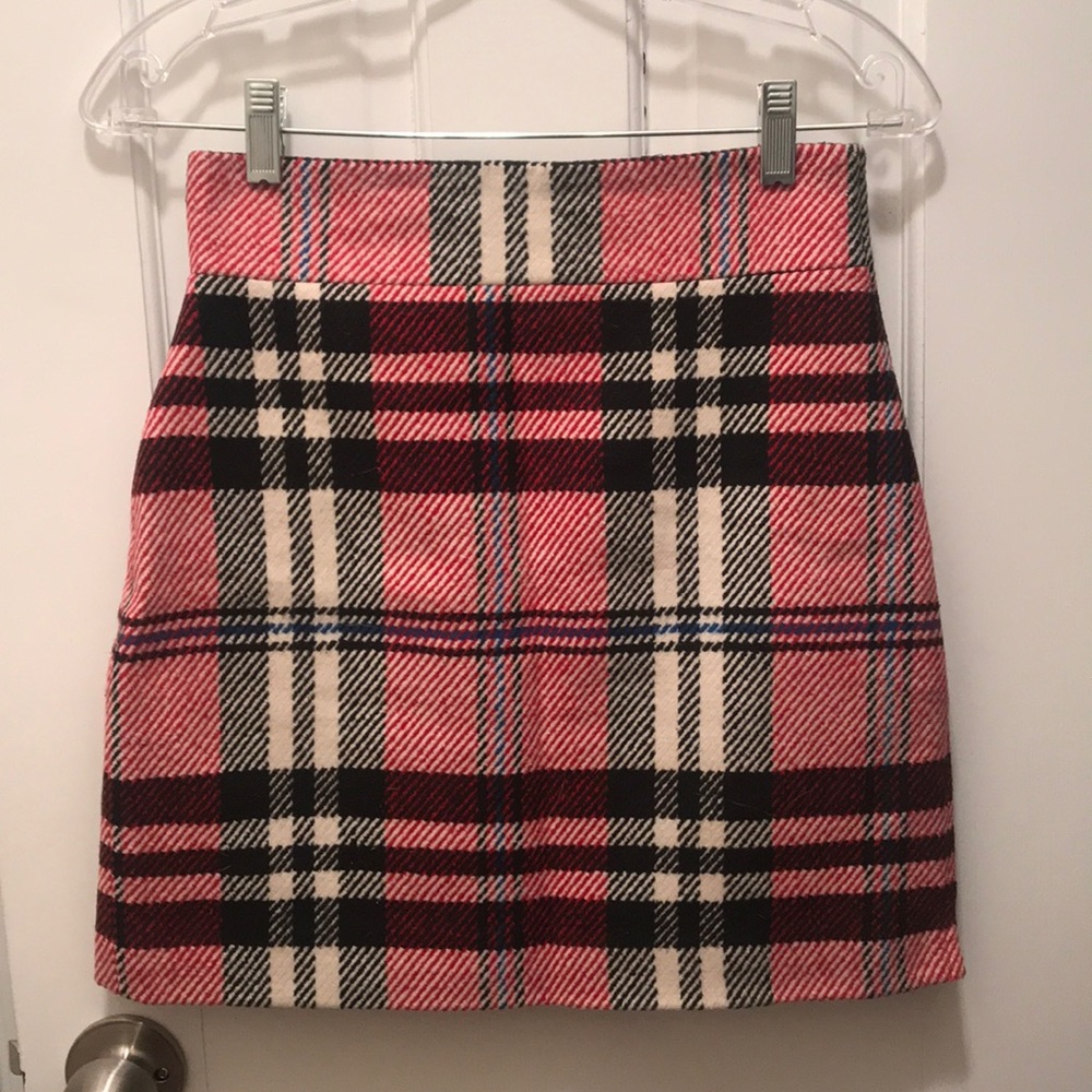 Plaid wool mini skirt